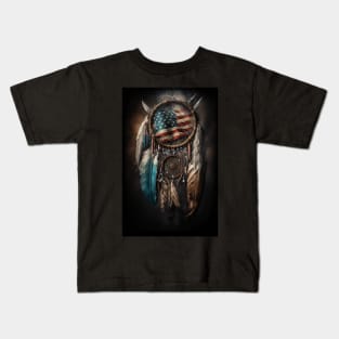 American Flag Dream Catcher Art Kids T-Shirt